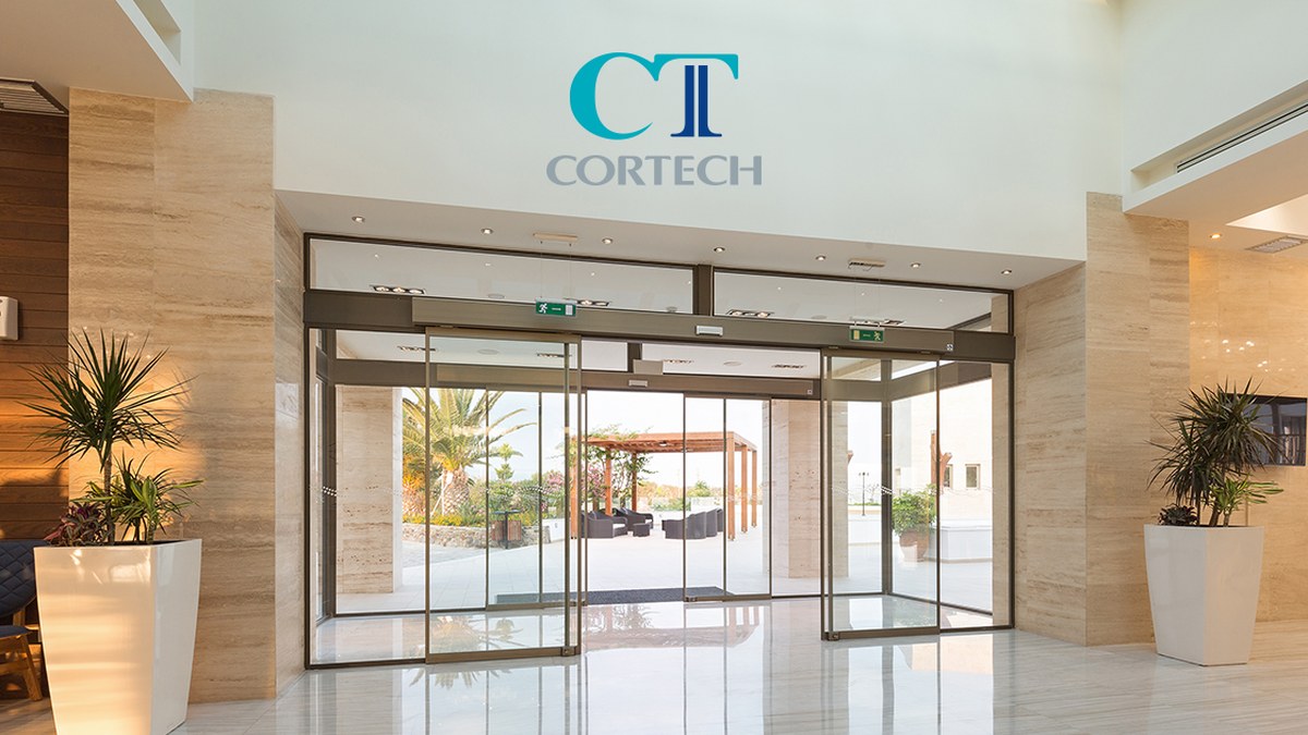 문시스(주) 코르텍(CORTECH) 자동문 오퍼레이터가 적용된 슬라이딩 자동문 출입구